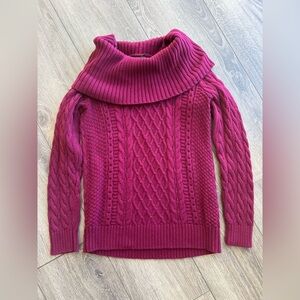 JEANNE PIERRE Women's Cowl Neck Cable Knit Sweater - Maroon Size Small